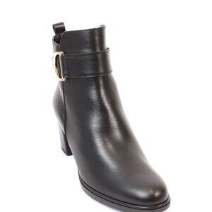 Vernissage 73947 Black Leather Zip-Up Heels Ankle Boots